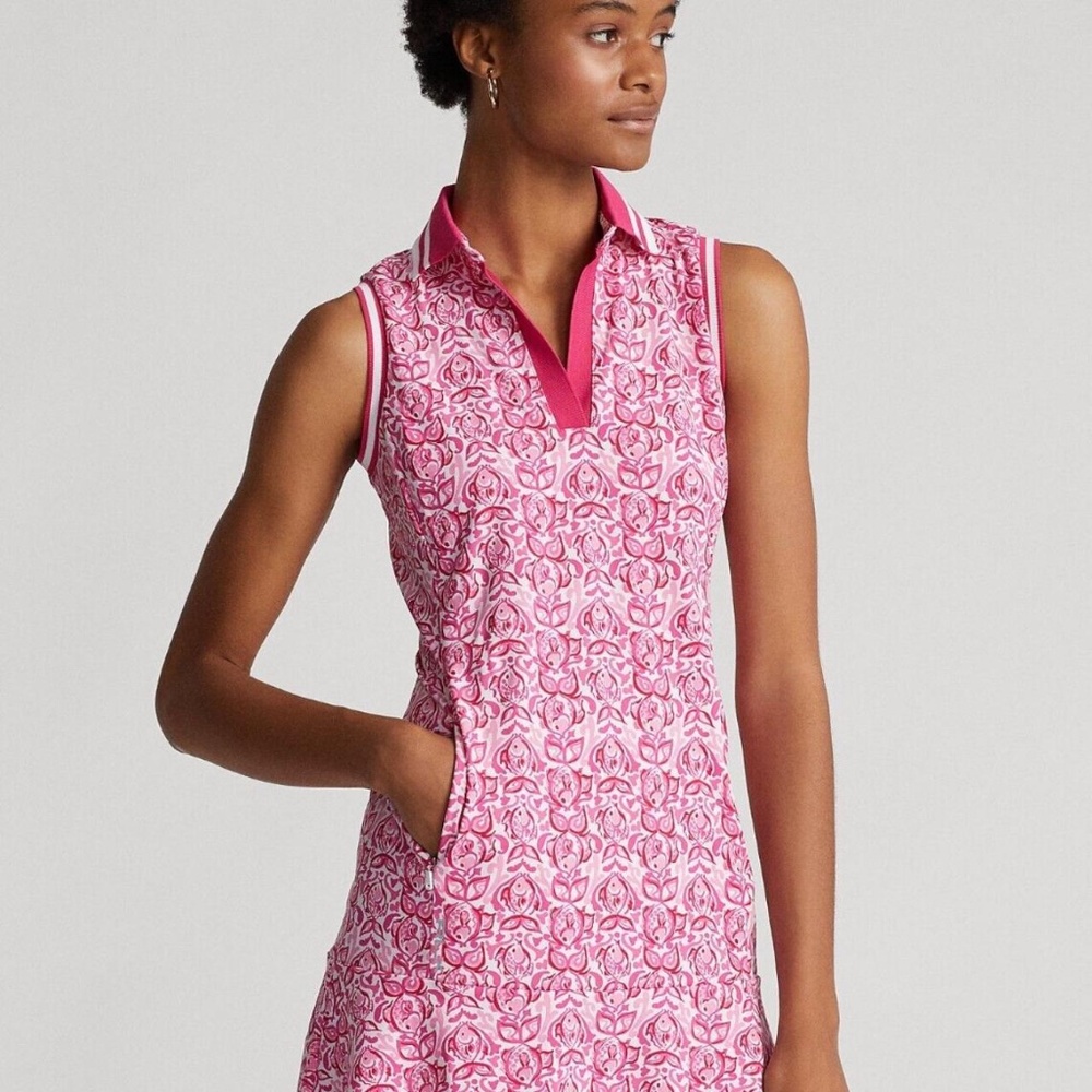 Ralph Lauren RLX Golf V-Neck Pink Fish Women's Golf Dress